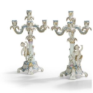 KPM Antique Candle Stand Set