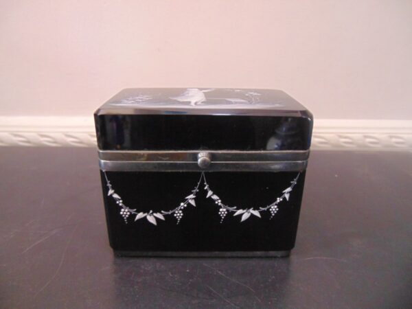 Mary Gregory Silver Trim Glass Casket Box