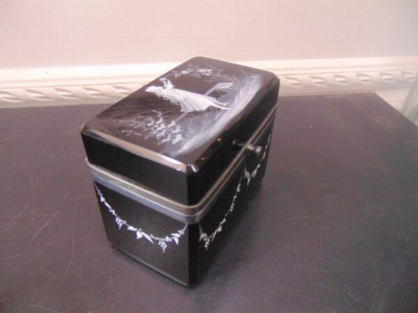 Mary Gregory Silver Trim Glass Casket Box