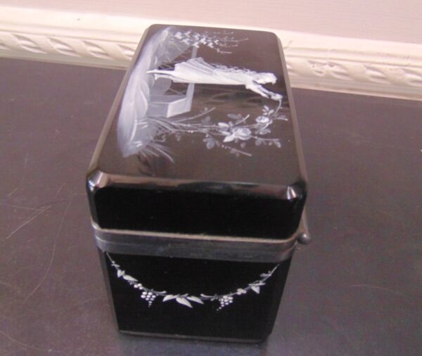 Mary Gregory Silver Trim Glass Casket Box