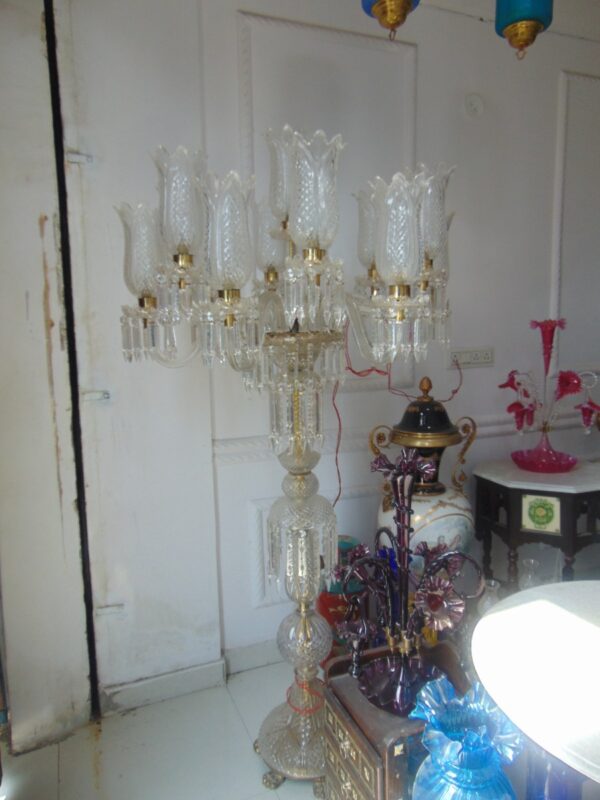 Heavy Cut Glass Torchiere