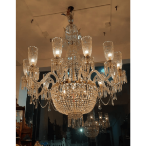 Heavy Cut Glass 12 Armed Chandelier