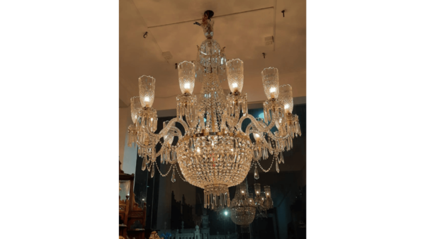 Heavy Cut Glass 12 Armed Chandelier