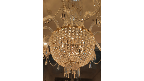 Heavy Cut Glass 12 Armed Chandelier