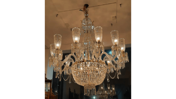 Heavy Cut Glass 12 Armed Chandelier