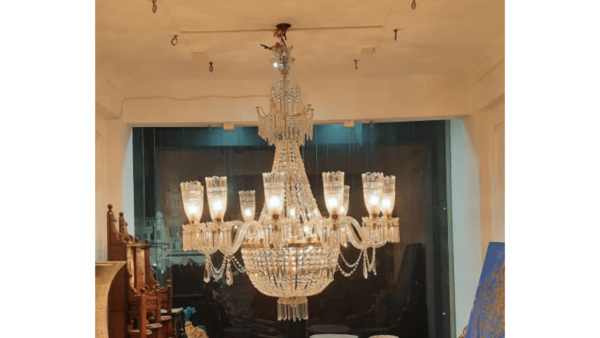 Heavy Cut Glass 12 Armed Chandelier