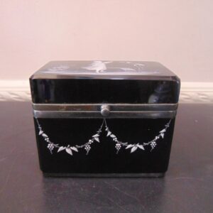 Mary Gregory Silver Trim Glass Casket Box