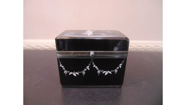 Mary Gregory Silver Trim Glass Casket Box