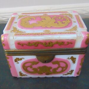 Ormolu Bohemian overlay glass casket box