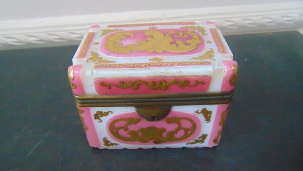 Ormolu Bohemian overlay glass casket box