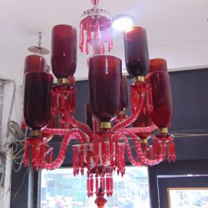 Bohemian Cranberry Glass Chandelier