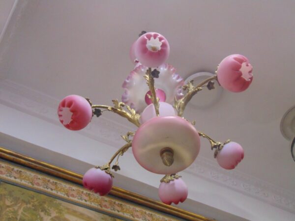 Satin Glass European Antique Chandelier