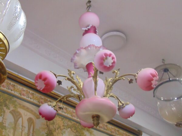 Satin Glass European Antique Chandelier