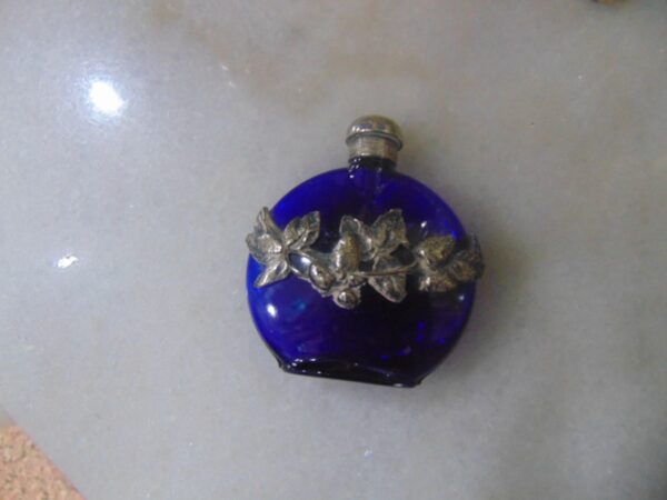 Floral Vintage Blue Perfume Bottle