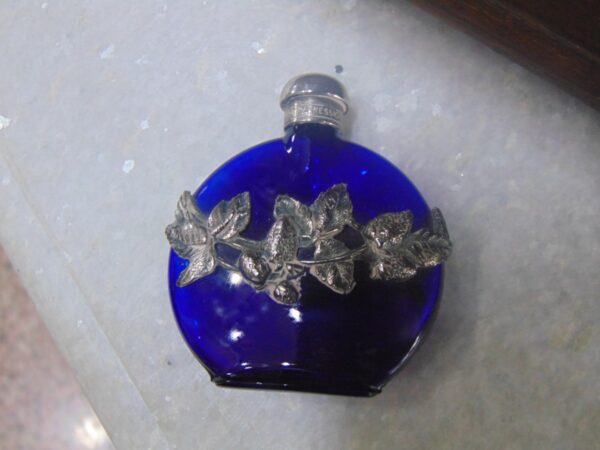 Floral Vintage Blue Perfume Bottle