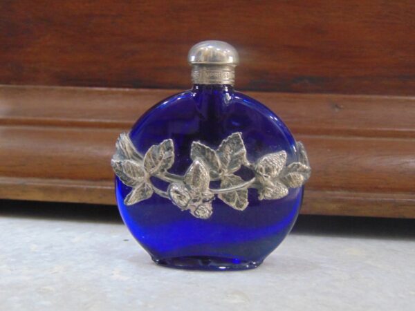 Floral Vintage Blue Perfume Bottle