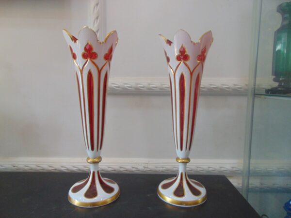 Bohemian Harrach Moser Vase Pair