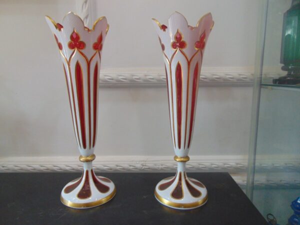 Bohemian Harrach Moser Vase Pair