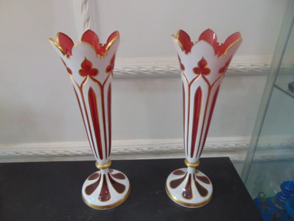 Bohemian Harrach Moser Vase Pair