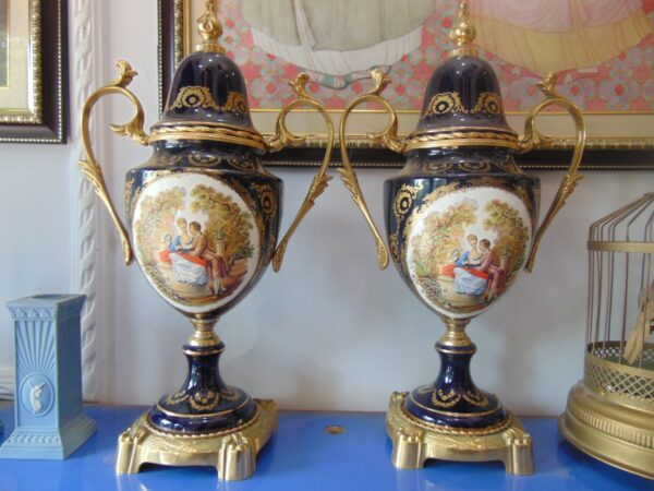 French Sevres Porcelain Vase Pair