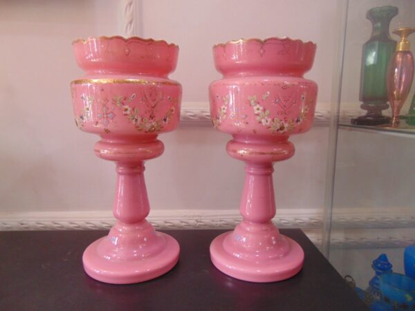 Large French Pink Opaline Lusters