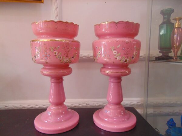 Large French Pink Opaline Lusters