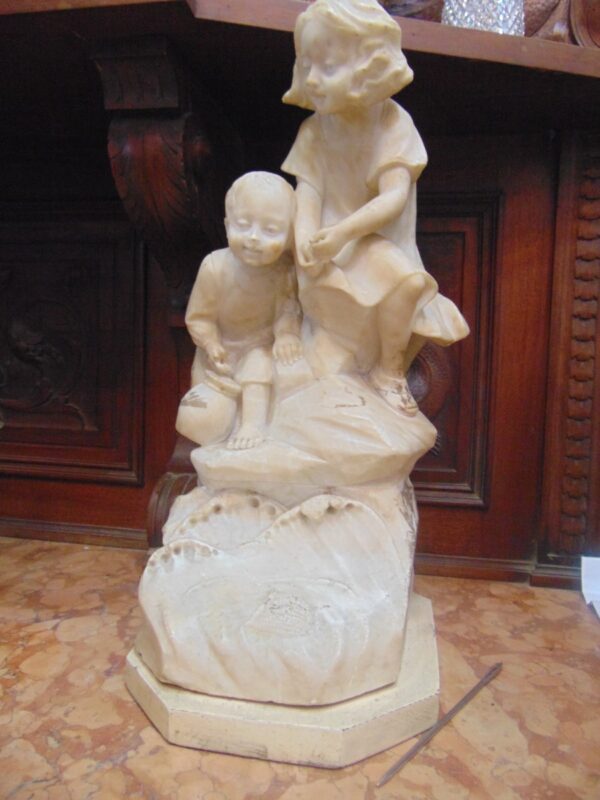 Two Children Marble Bust