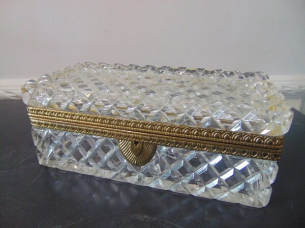 French Ormolu Heavy Cut Glass Casket Box