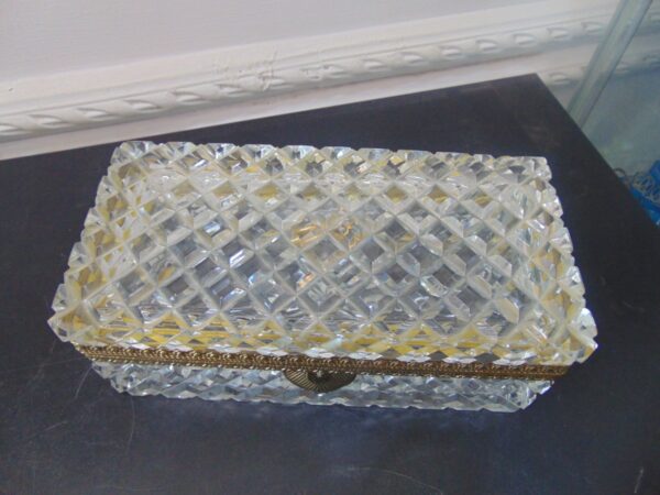 French Ormolu Heavy Cut Glass Casket Box