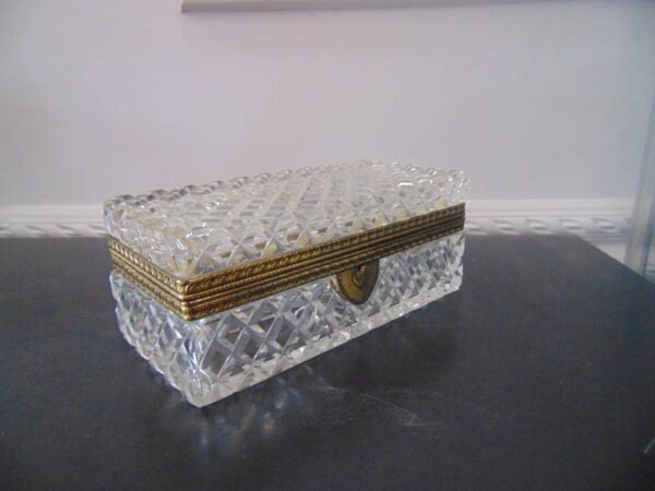 French Ormolu Heavy Cut Glass Casket Box