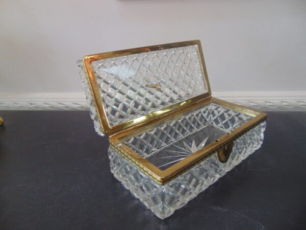 French Ormolu Heavy Cut Glass Casket Box