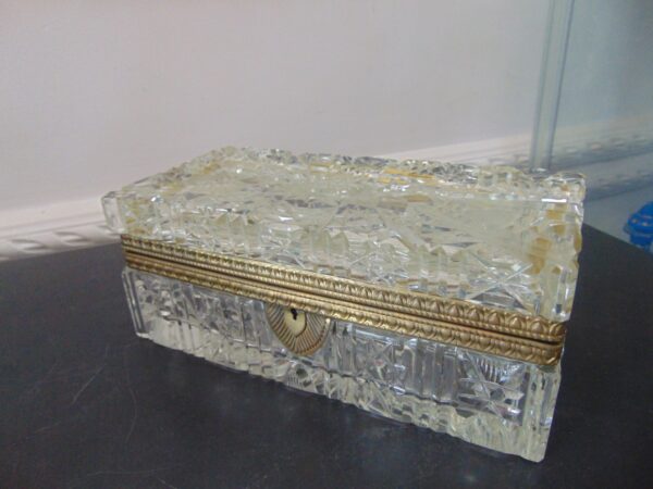 French Ormolu Heavy Cut Glass Casket Box