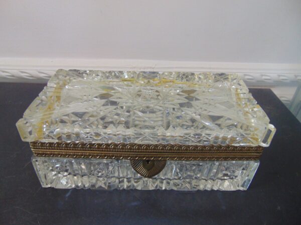 French Ormolu Heavy Cut Glass Casket Box