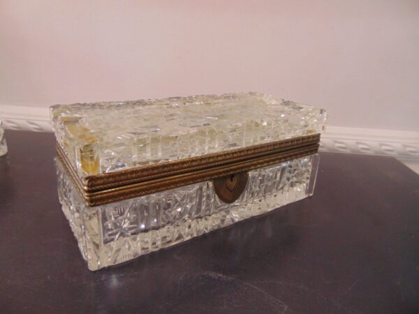 French Ormolu Heavy Cut Glass Casket Box