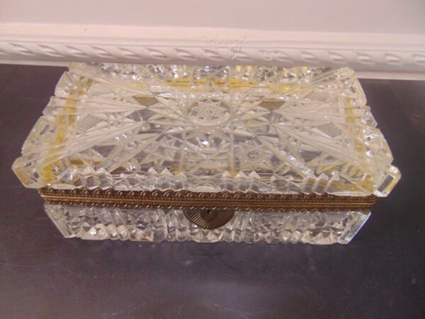 French Ormolu Heavy Cut Glass Casket Box