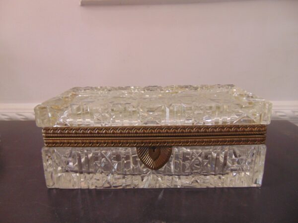 French Ormolu Heavy Cut Glass Casket Box