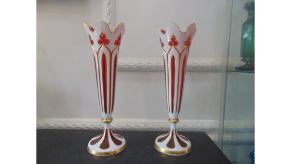 Bohemian Harrach Moser Vase Pair