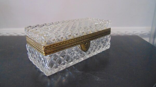 French Ormolu Heavy Cut Glass Casket Box