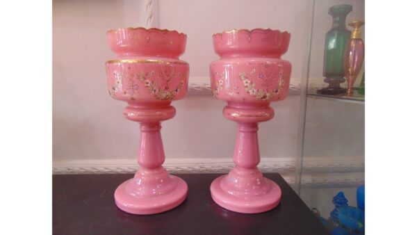 Large French Pink Opaline Lusters