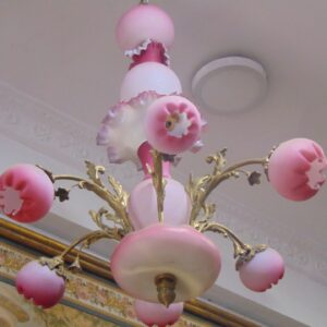 Satin Glass European Antique Chandelier